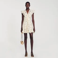 Sandro Paris Vestidos<Vestido Corto De Guipur Con Margaritas