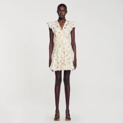 Sandro Paris Vestidos<Vestido Corto De Guipur Con Margaritas