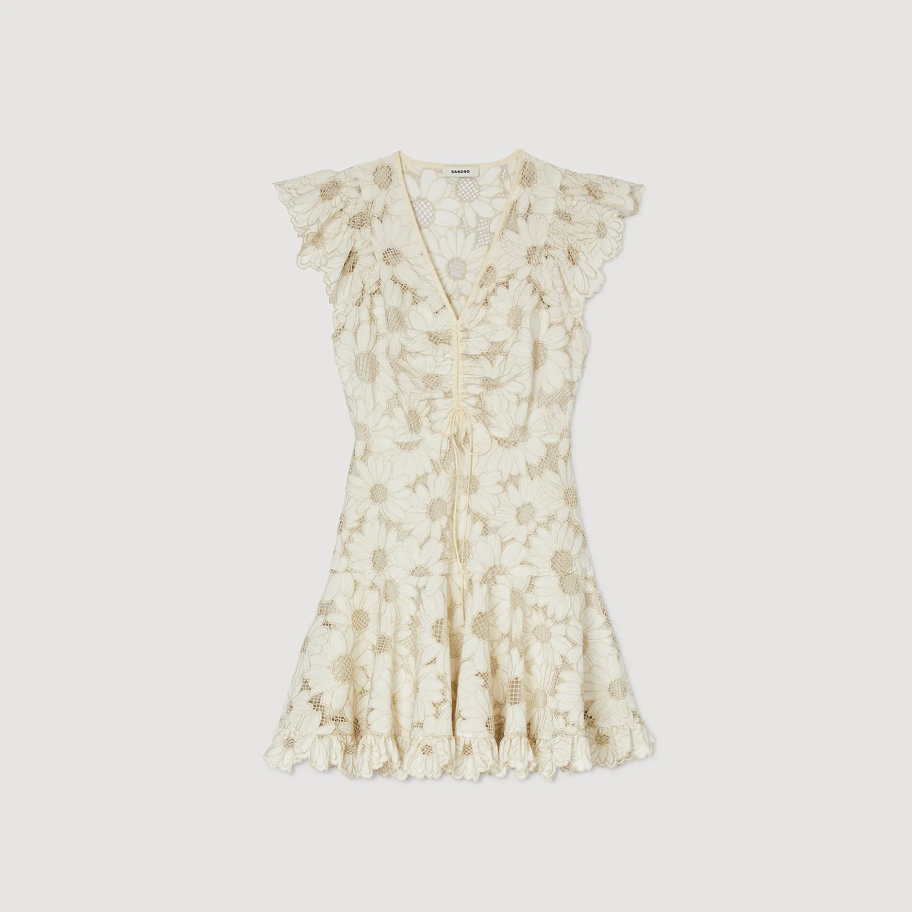 Sandro Paris Vestidos<Vestido Corto De Guipur Con Margaritas