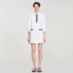 Sandro Paris Vestidos<Vestido Corto De Tweed De Manga Larga