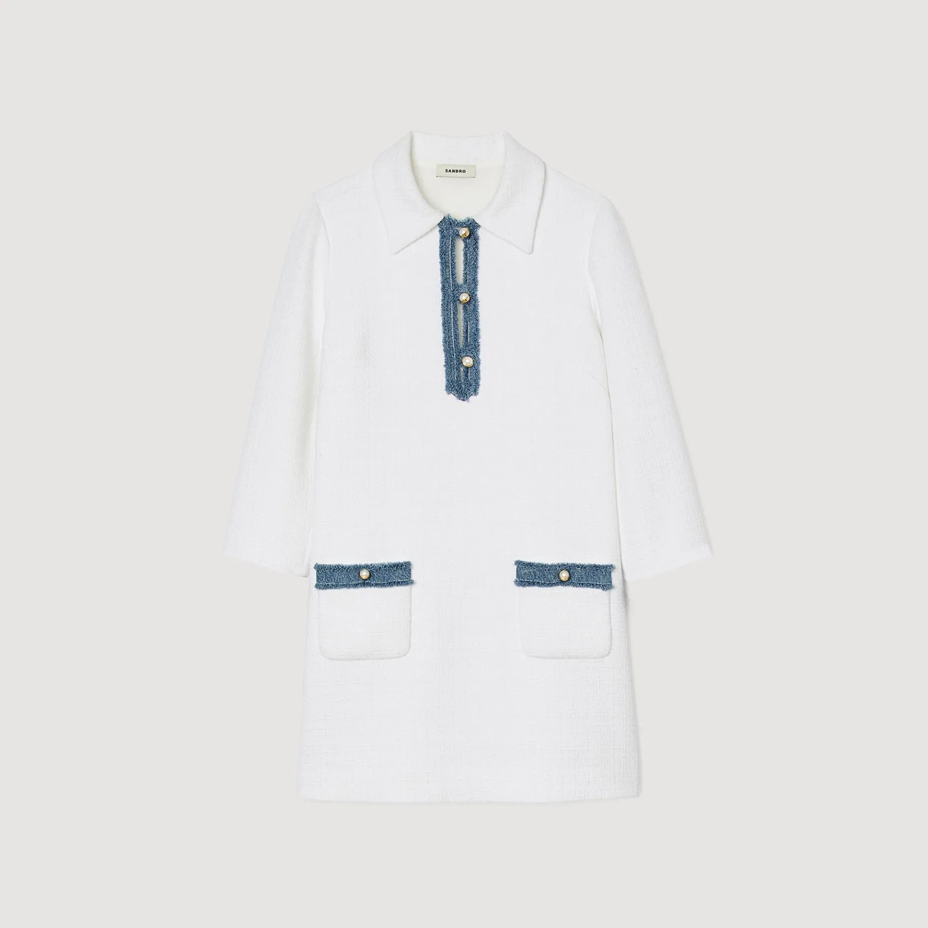 Sandro Paris Vestidos<Vestido Corto De Tweed De Manga Larga