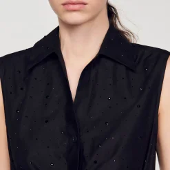 Sandro Paris Vestidos<Vestido Corto Drapeado Con Brillantes