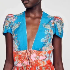Sandro Paris Vestidos<Vestido Corto Estampado