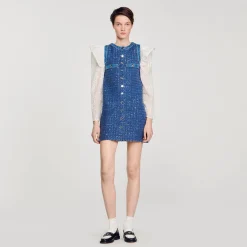 Sandro Paris Vestidos<Vestido Corto Trapecio De Tweed