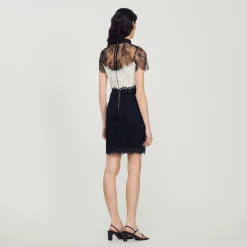 Sandro Paris Vestidos<Vestido De Encaje Bicolor