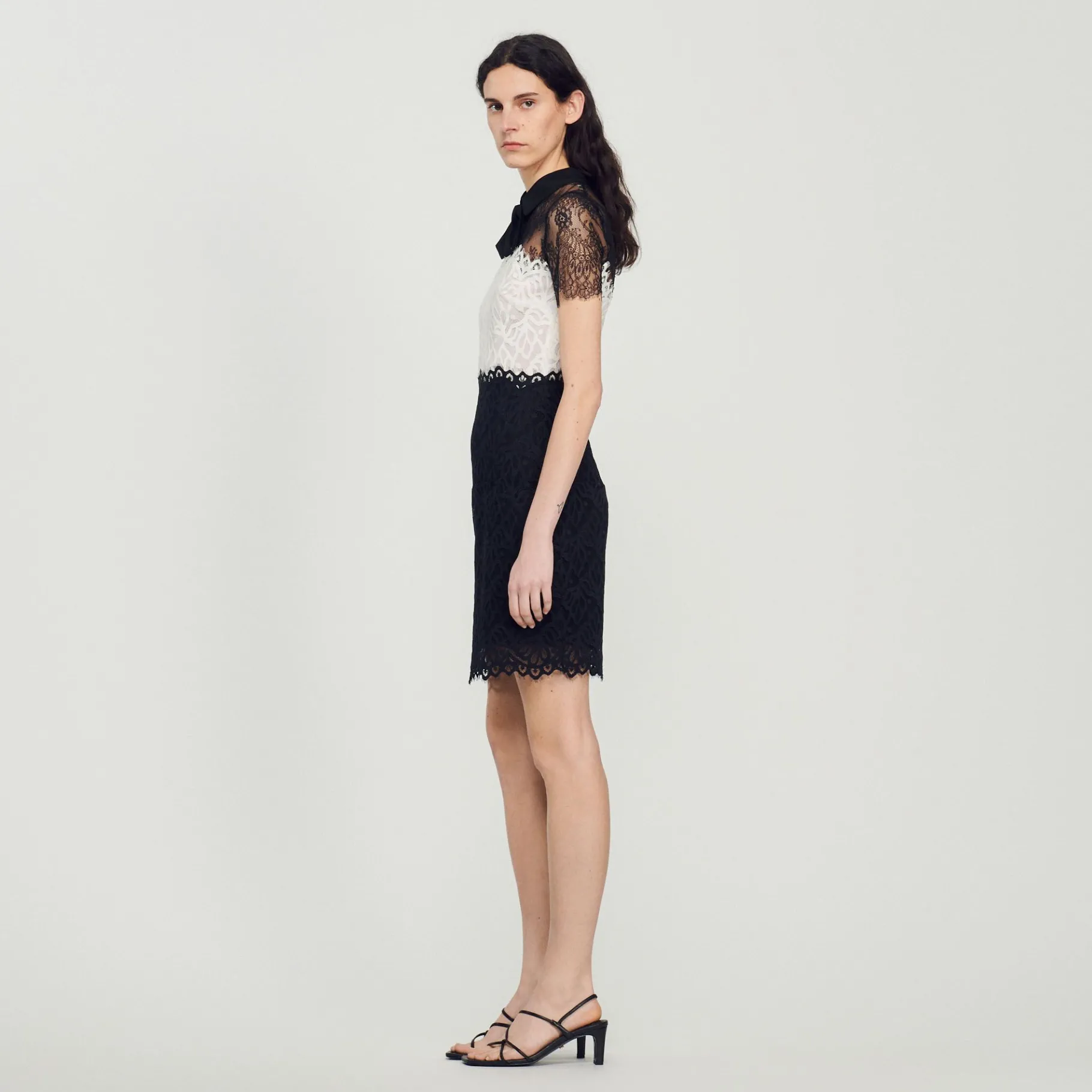 Sandro Paris Vestidos<Vestido De Encaje Bicolor