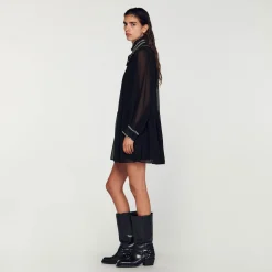 Sandro Paris Vestidos<Vestido Fluido De Muselina