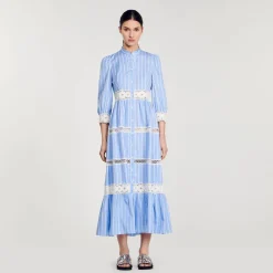 Sandro Paris Vestidos<Vestido Largo A Rayas De Algodon