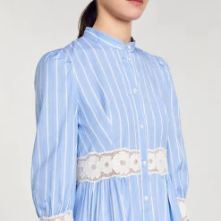 Sandro Paris Vestidos<Vestido Largo A Rayas De Algodon