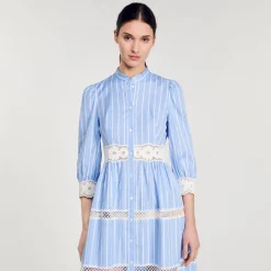 Sandro Paris Vestidos<Vestido Largo A Rayas De Algodon