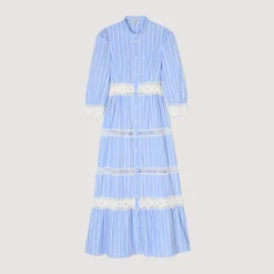 Sandro Paris Vestidos<Vestido Largo A Rayas De Algodon