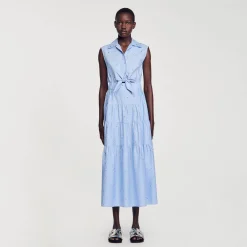 Sandro Paris Vestidos<Vestido Largo Anudado Con Strass