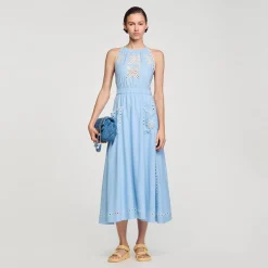 Sandro Paris Vestidos<Vestido Largo Con Bordado Ingles