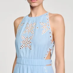 Sandro Paris Vestidos<Vestido Largo Con Bordado Ingles