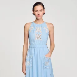 Sandro Paris Vestidos<Vestido Largo Con Bordado Ingles