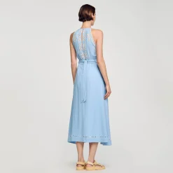 Sandro Paris Vestidos<Vestido Largo Con Bordado Ingles