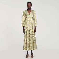 Sandro Paris Vestidos<Vestido Largo Con Estampado De Fular