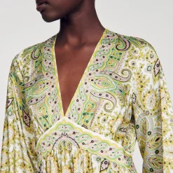Sandro Paris Vestidos<Vestido Largo Con Estampado De Fular