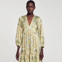Sandro Paris Vestidos<Vestido Largo Con Estampado De Fular
