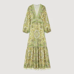 Sandro Paris Vestidos<Vestido Largo Con Estampado De Fular