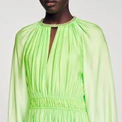 Sandro Paris Vestidos<Vestido Largo Con Strass En El Cuello