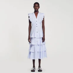 Sandro Paris Vestidos<Vestido Largo Con Volantes