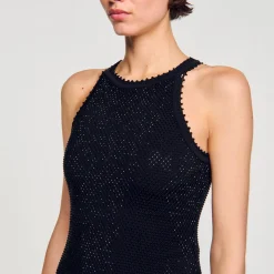 Sandro Paris Vestidos<Vestido Largo De Redecilla Brillante