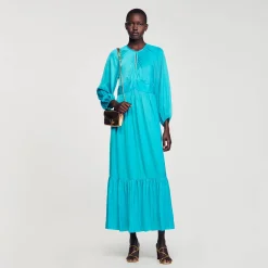 Sandro Paris Vestidos<Vestido Largo Satinado