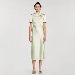 Sandro Paris Vestidos<Vestido Largo Satinado