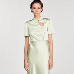 Sandro Paris Vestidos<Vestido Largo Satinado