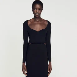 Sandro Paris Vestidos<Vestido Midi Calado