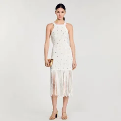 Sandro Paris Vestidos<Vestido Midi Con Flecos