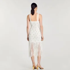 Sandro Paris Vestidos<Vestido Midi Con Flecos
