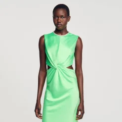 Sandro Paris Vestidos<Vestido Midi Con Nudo