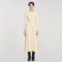 Sandro Paris Vestidos<Vestido Midi De Punto