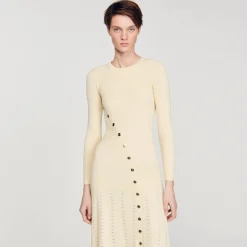 Sandro Paris Vestidos<Vestido Midi De Punto