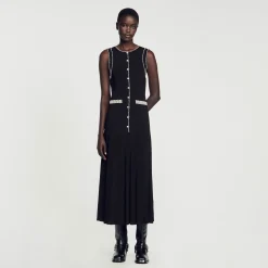 Sandro Paris Vestidos<Vestido Midi De Punto