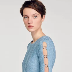 Sandro Paris Vestidos<Vestido Midi De Punto Con Mangas Largas