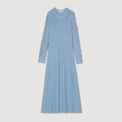 Sandro Paris Vestidos<Vestido Midi De Punto Con Mangas Largas