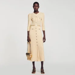 Sandro Paris Vestidos<Vestido Midi De Punto Pointelle