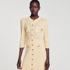 Sandro Paris Vestidos<Vestido Midi De Punto Pointelle