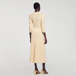 Sandro Paris Vestidos<Vestido Midi De Punto Pointelle