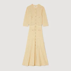 Sandro Paris Vestidos<Vestido Midi De Punto Pointelle