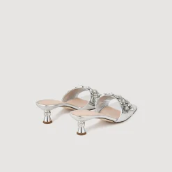 Sandro Paris Sandalias De Tacón<Zapatos Destalonados De Cuero Metalizado